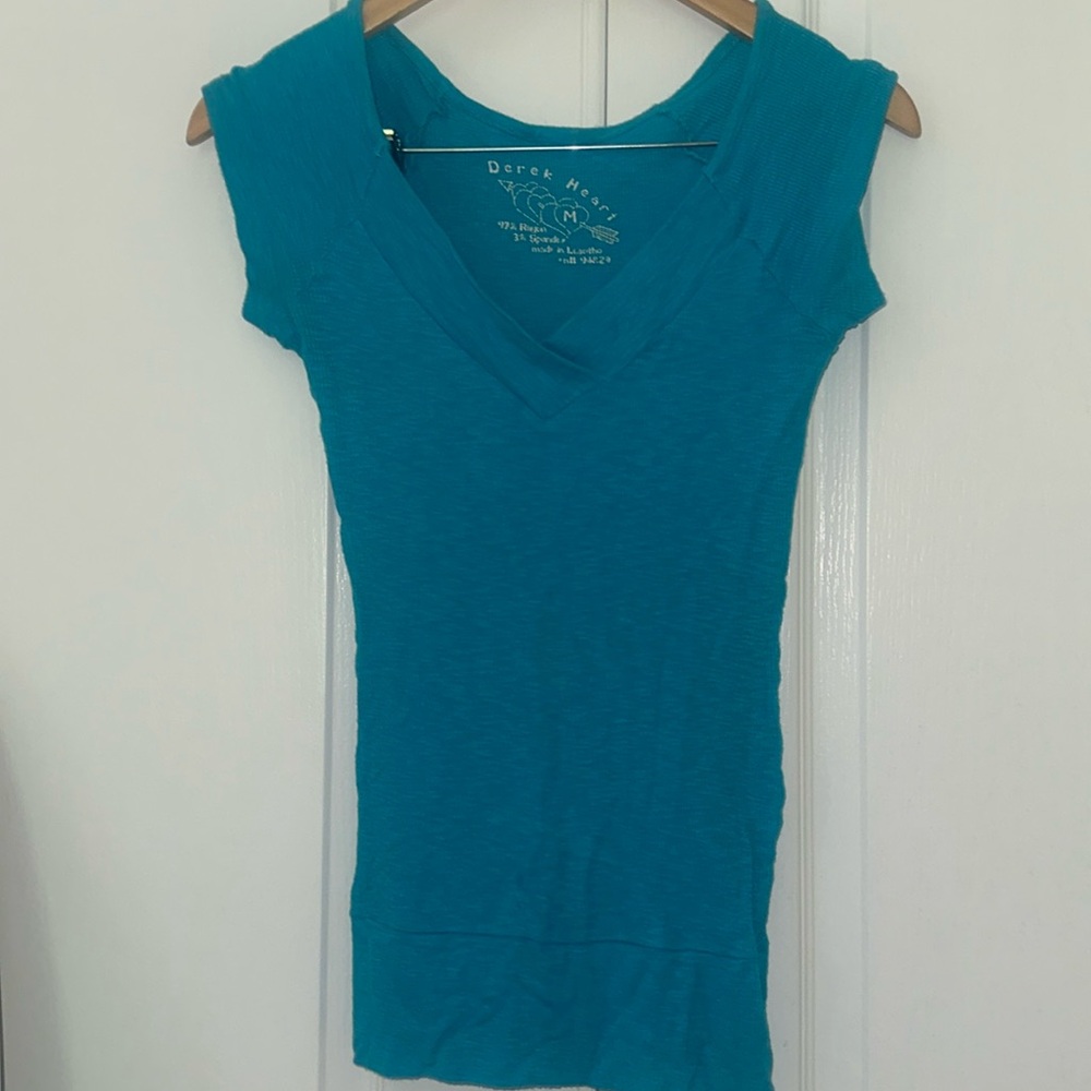 blue short sleeved top